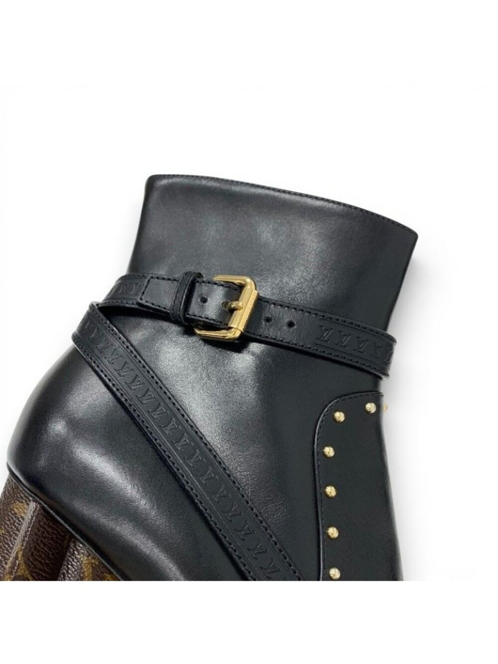 Louis Vuitton Silhouette Line Boots Short Shoes Leather Black Brown Gold Lvlogo - Picture 9 of 10